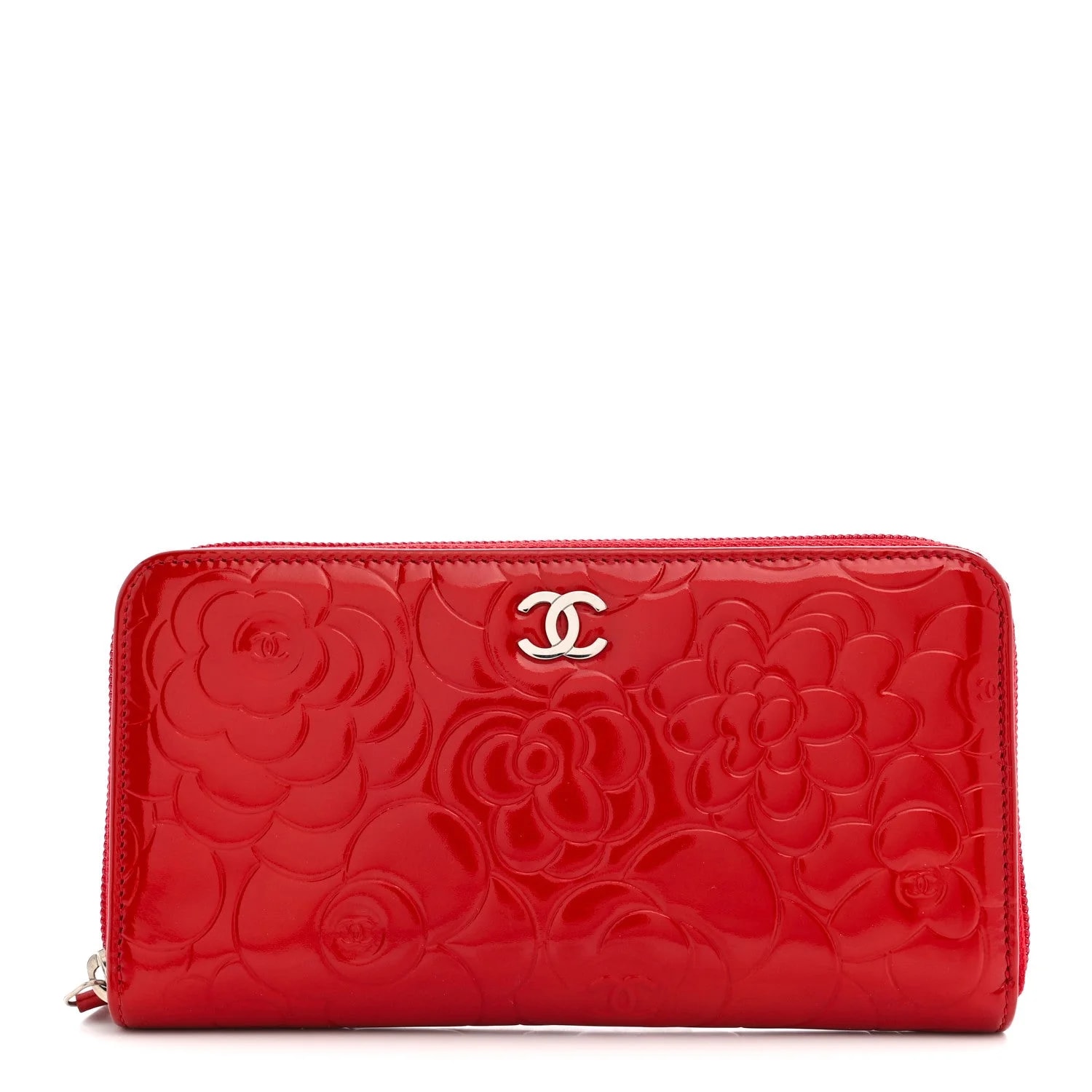 Camellia Embossed Large Gusset Zip Around Wallet — Accessory — resale
