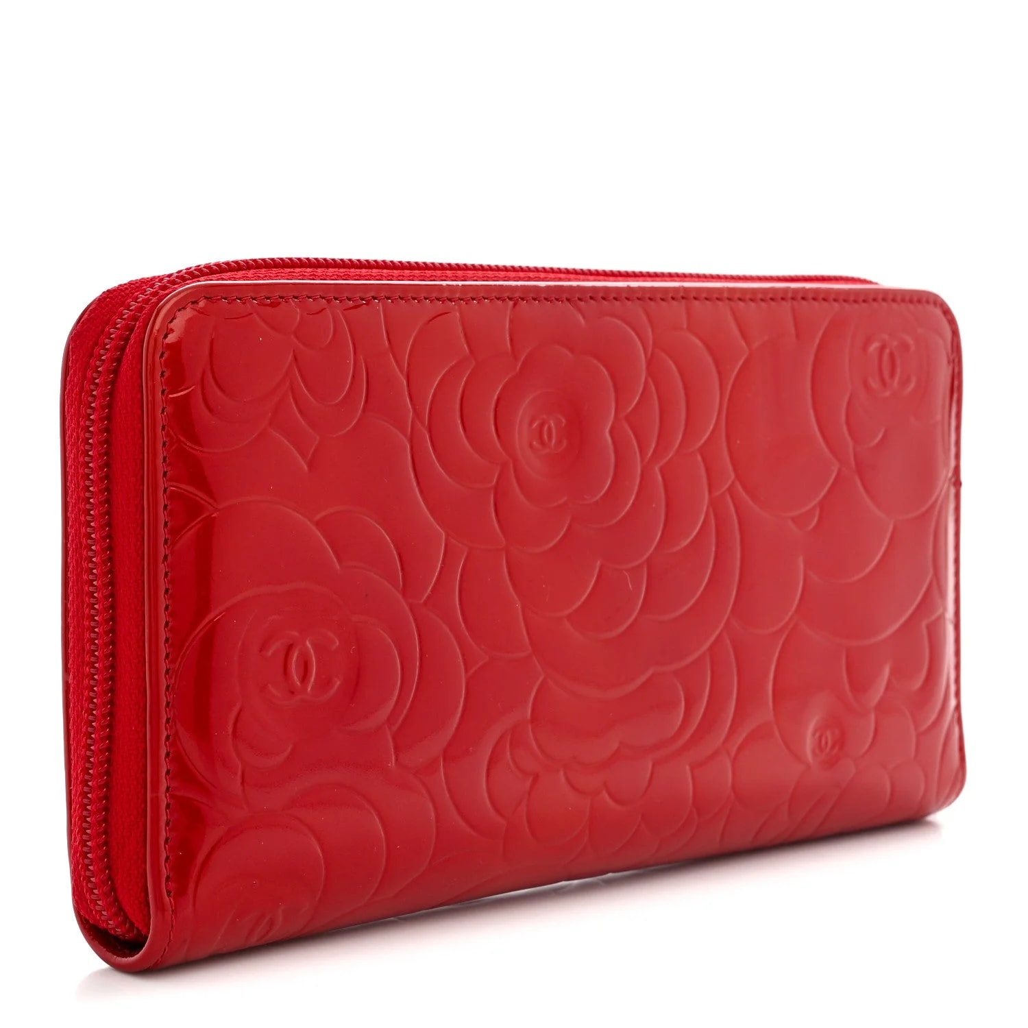Camellia Embossed Large Gusset Zip Around Wallet 3