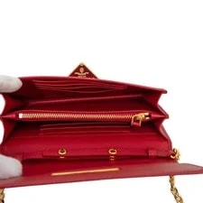 Prada Triangle Logo Plate Chain Wallet Letter 4