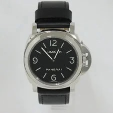 Panerai Luminor Base PAM00112 SS Leather Strap Manual Black Dial S PAN 2