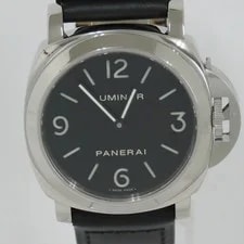 Panerai Luminor Base PAM00112 SS Leather Strap Manual Black Dial S PAN 3