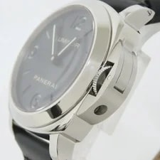 Panerai Luminor Base PAM00112 SS Leather Strap Manual Black Dial S PAN 4
