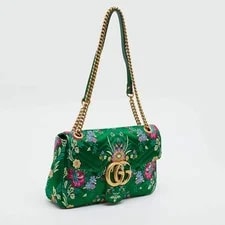 Gucci Floral Embroidered GG Marmont Flap Medium Matelasse 3