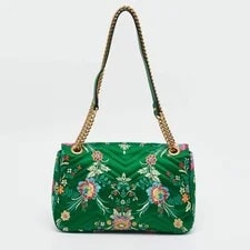 Gucci Floral Embroidered GG Marmont Flap Medium Matelasse 4