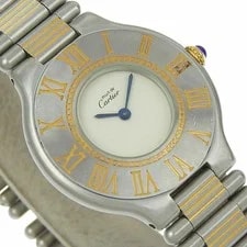 Cartier Must 21 Stainless Steel Quartz Analog Display Ivory Dial Must 21 W 3