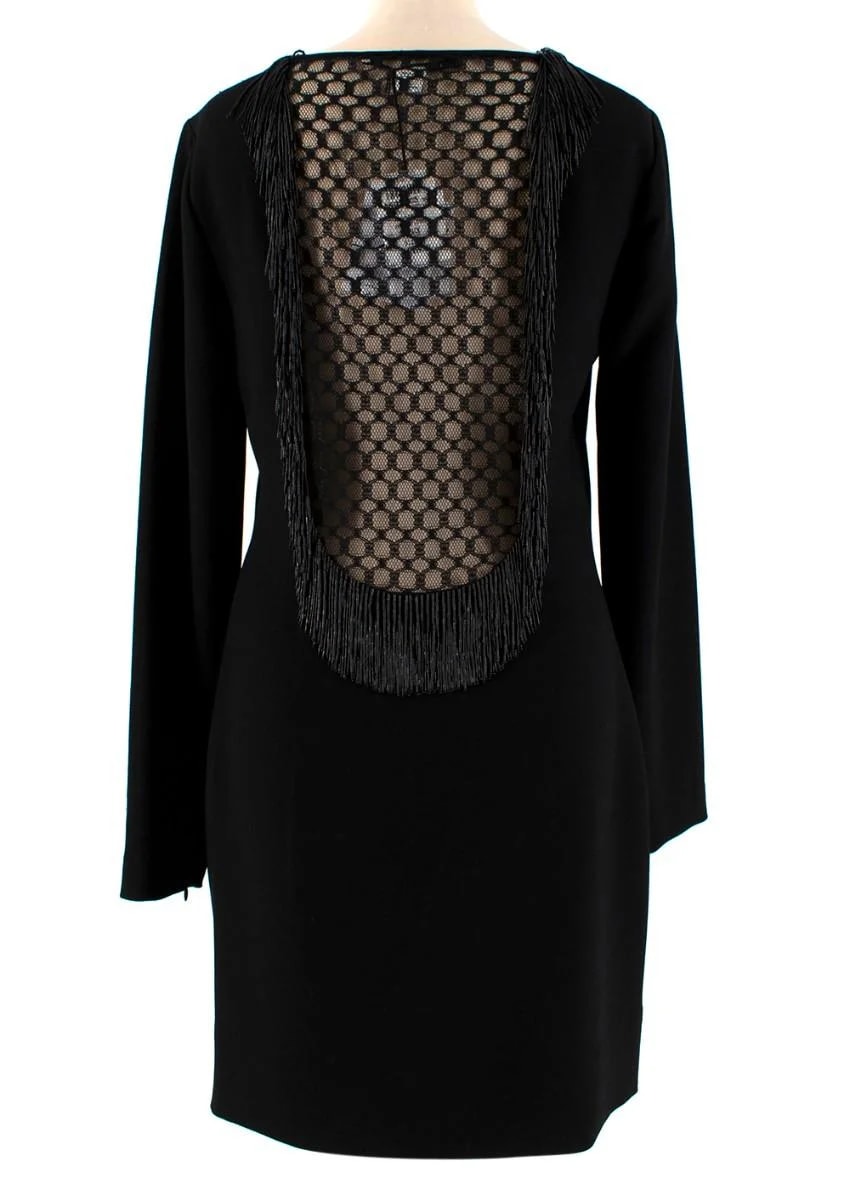 Diane von Furstenberg Fringed Embellished Lace Back Dress 2