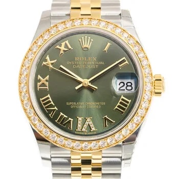 Rolex — Datejust 31 Green Diamond Dial Steel and 18kt Yellow Gold Jubilee 278383GNRDJ — Watch — resale