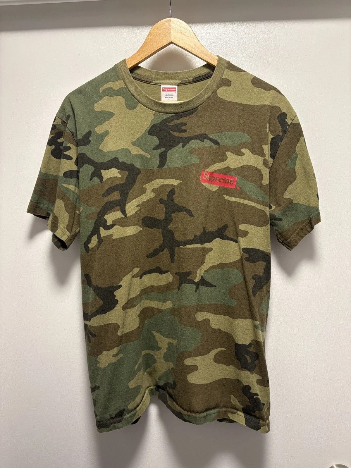 Supreme — Supreme Woodland Camo Short Sleeve Tee — streetwear — resale