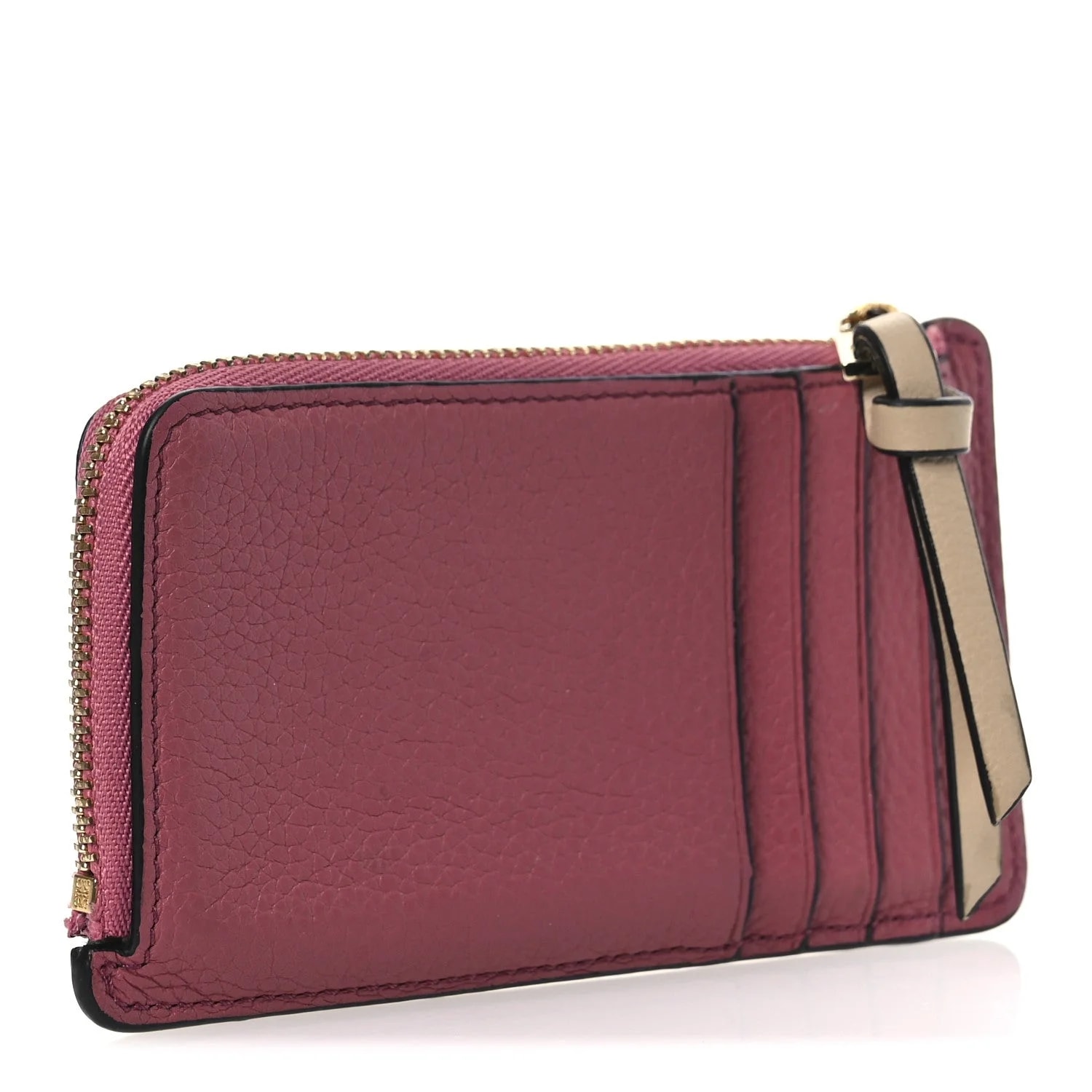 Soft Grained Coin Card Holder Plumrose 3