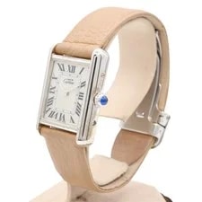 Cartier Must Tank SM Ivory Dial 925 Silver Leather Strap W1016230 2