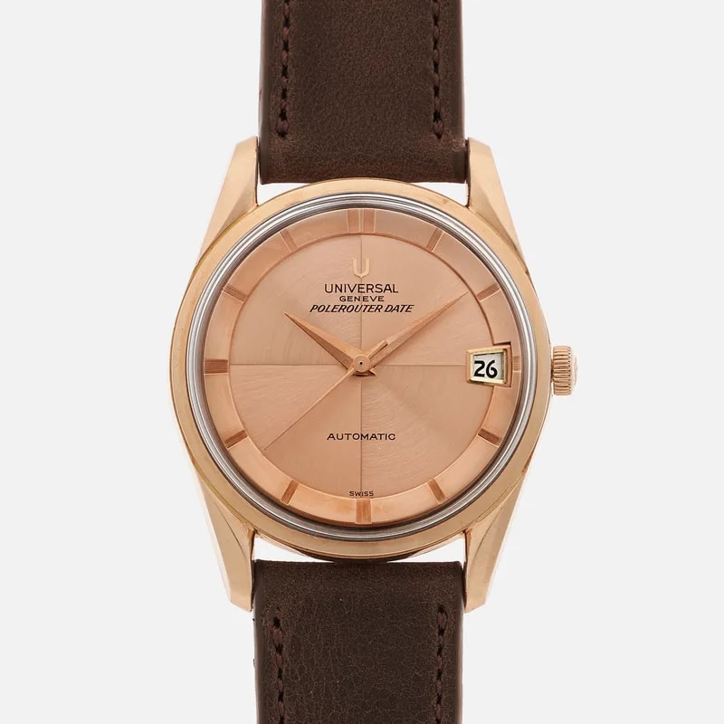 Universal Genève — 1960s Universal Genève Polerouter Date Ref. 104601-1 in 18k Pink Gold — Watch — resale
