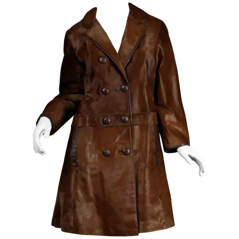 Stunning 1960s Vintage Pony Hair or Cowhide Brown Fur Coat — Clothing — resale