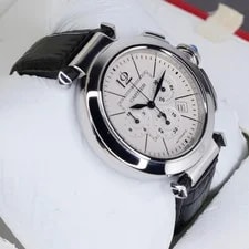 Cartier Pasha W3108555 White Dial XL Chronograph Leather Strap 42mm 4