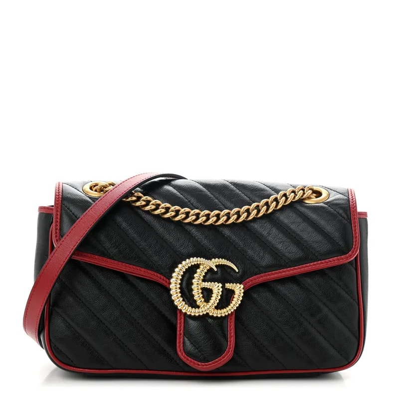 Gucci — Effect Matelasse Diagonal Small Torchon GG Marmont Agata Mystic — Handbag — resale