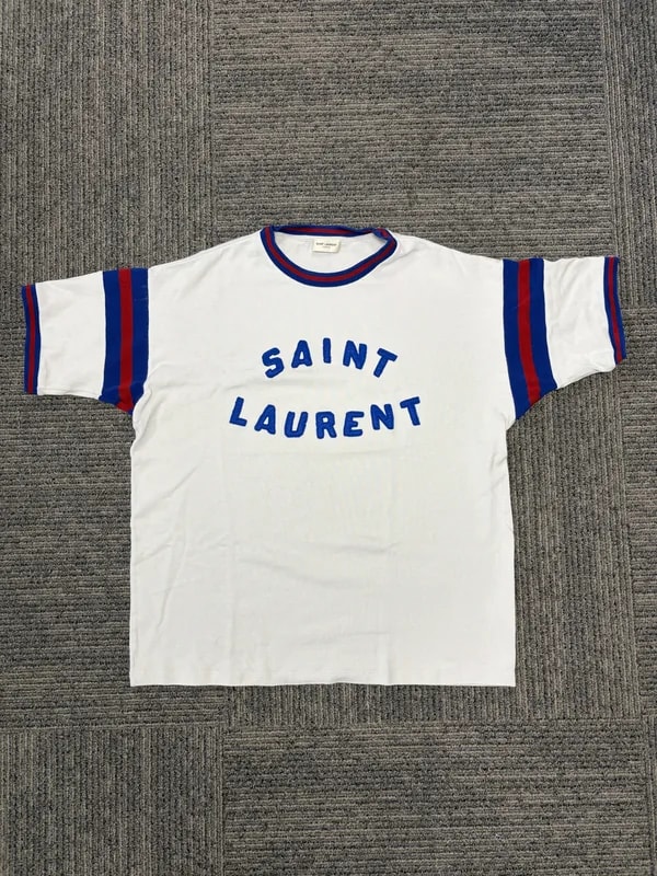 Saint Laurent — Saint Laurent Paris Felt 3D Logo Short Sleeve Top — streetwear — resale