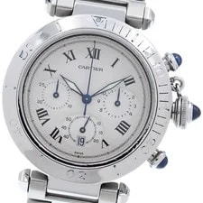 Cartier — Cartier Pasha 38 W31018H3 Chronograph Date Silver Dial Quartz Watch_973600 — Watch — resale