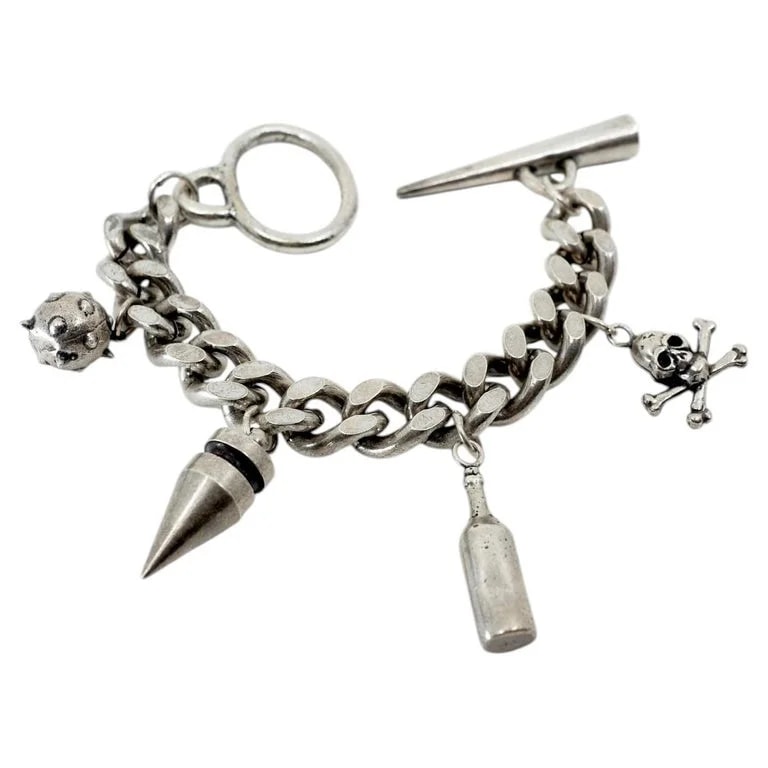 J Dauphin — Skull Charm Curb Chain Spikes Bottle Plated — Jewelry — resale