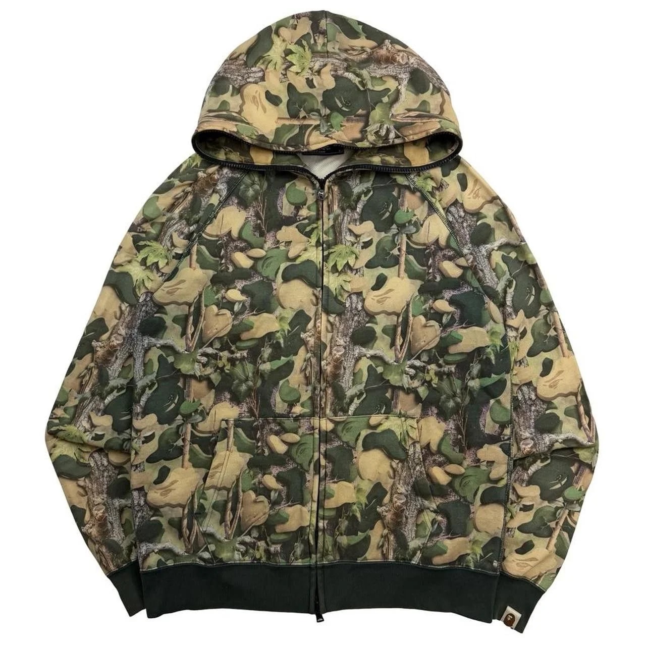 BAPE — Bape Woodland Village Real Tree Camo Zip Up Hoodie — streetwear — resale