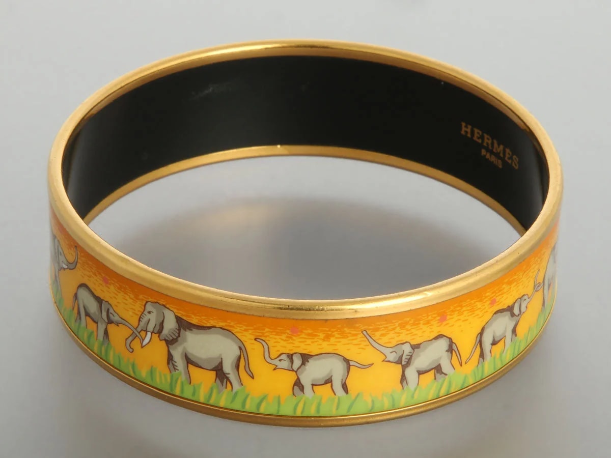 Hermès Wide Enamel Elephant Walk Bangle 3