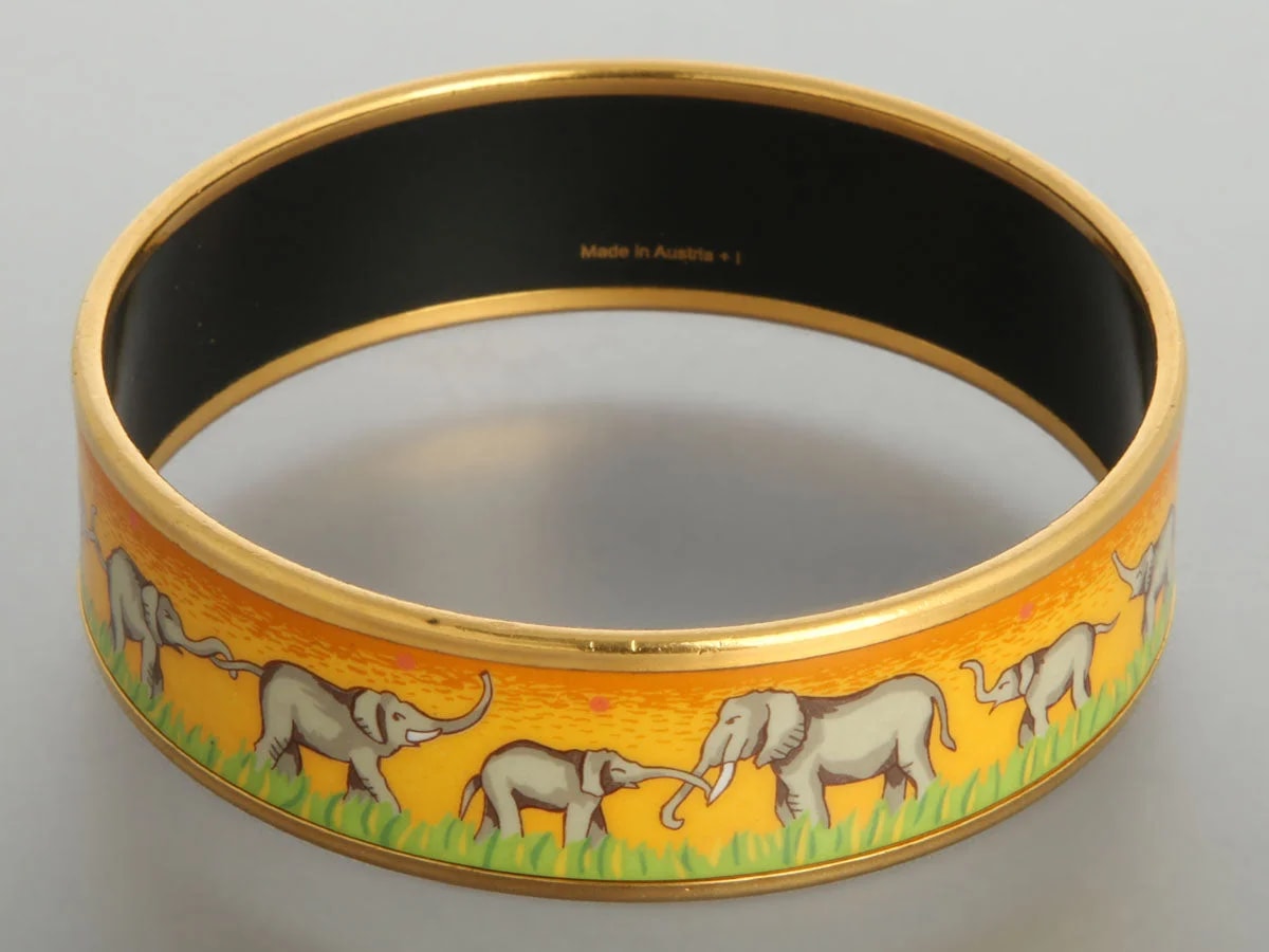 Hermès Wide Enamel Elephant Walk Bangle 4
