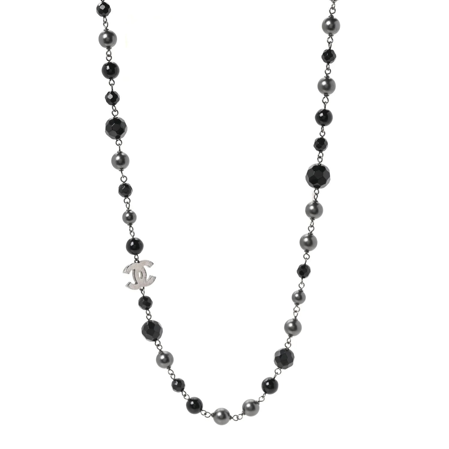 Chanel — Ruthenium Beaded CC Long — Jewelry — resale
