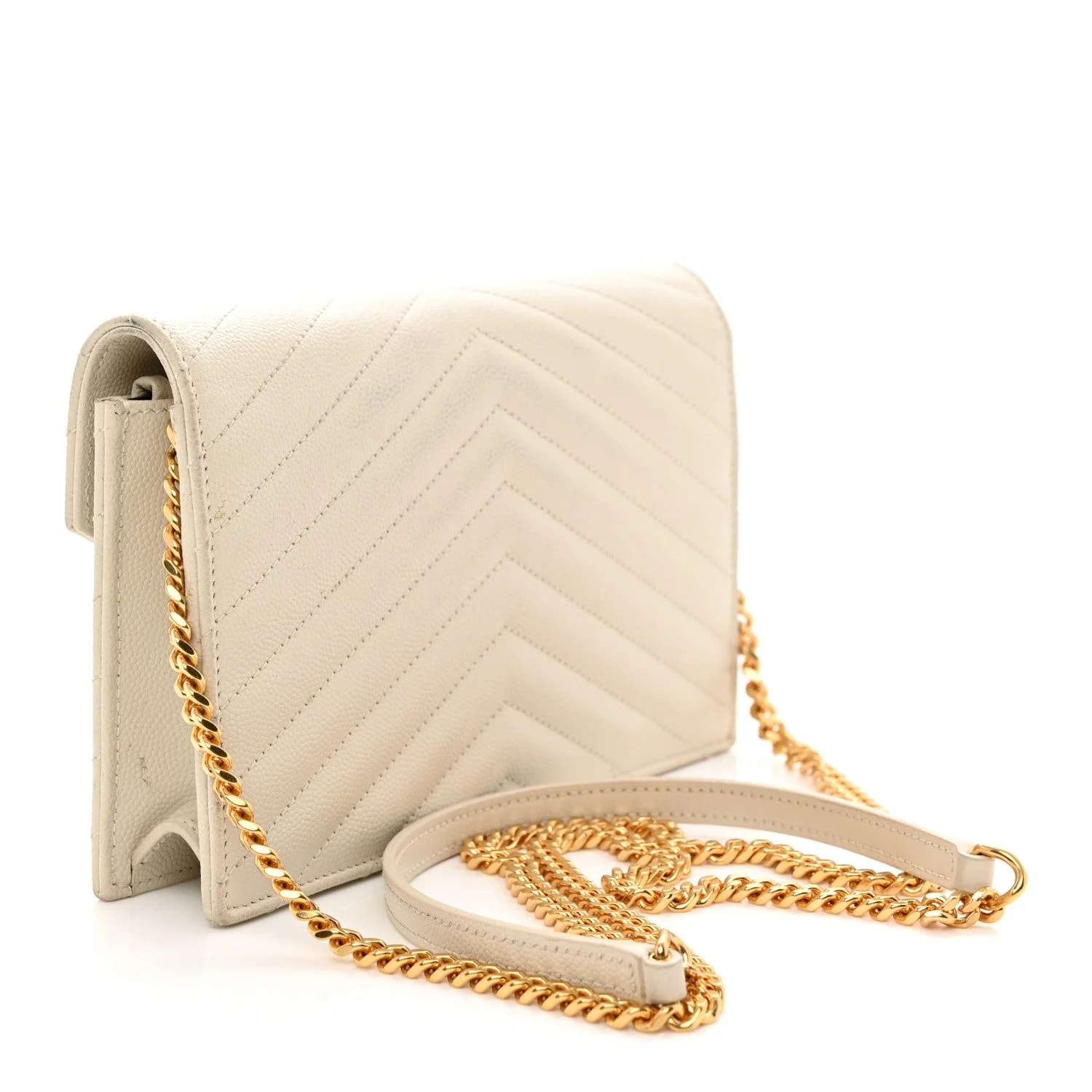 Grain de Poudre Chevron Envelope Chain Wallet Crema Soft 3