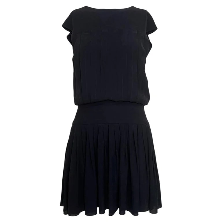 Chanel, Karl Lagerfeld for Chanel — Chanel Crepe Pleated Drop Waist Mini Dress — Clothing — resale