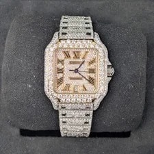 Cartier Santos Large 40mm Steel Iced Out Diamonds 4072 40mm 2