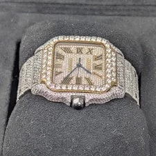 Cartier Santos Large 40mm Steel Iced Out Diamonds 4072 40mm 3