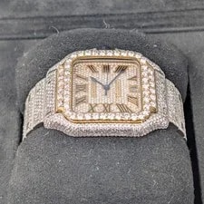 Cartier Santos Large 40mm Steel Iced Out Diamonds 4072 40mm 4