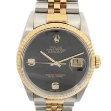 Rolex — Rolex Datejust Automatic 16233 2BR Stainless Steel/18K Yellow Gold Black — Watch — resale