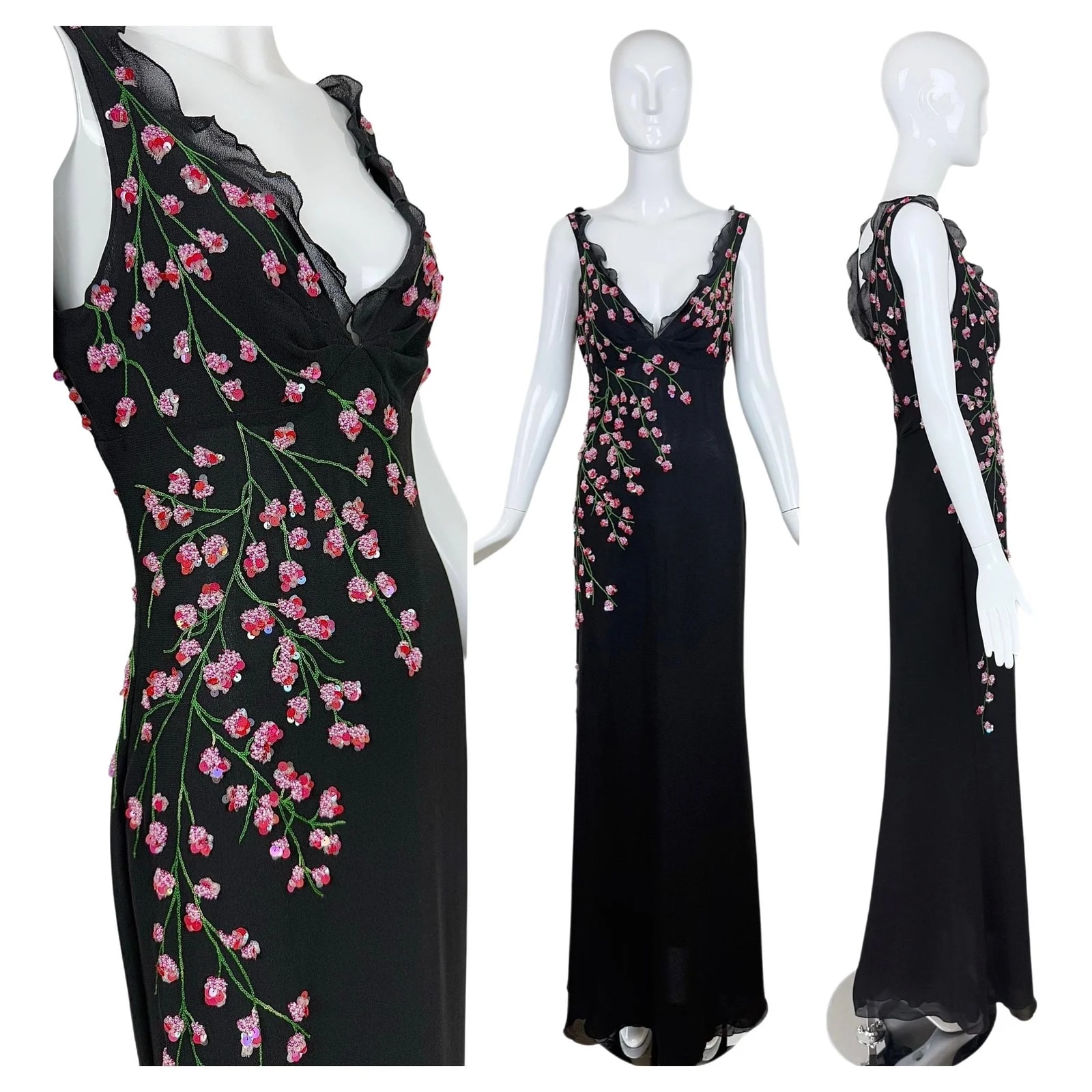 Valentino — Valentino Boutique Floral Beaded Gown Ruffle Maxi Dress — Clothing — resale