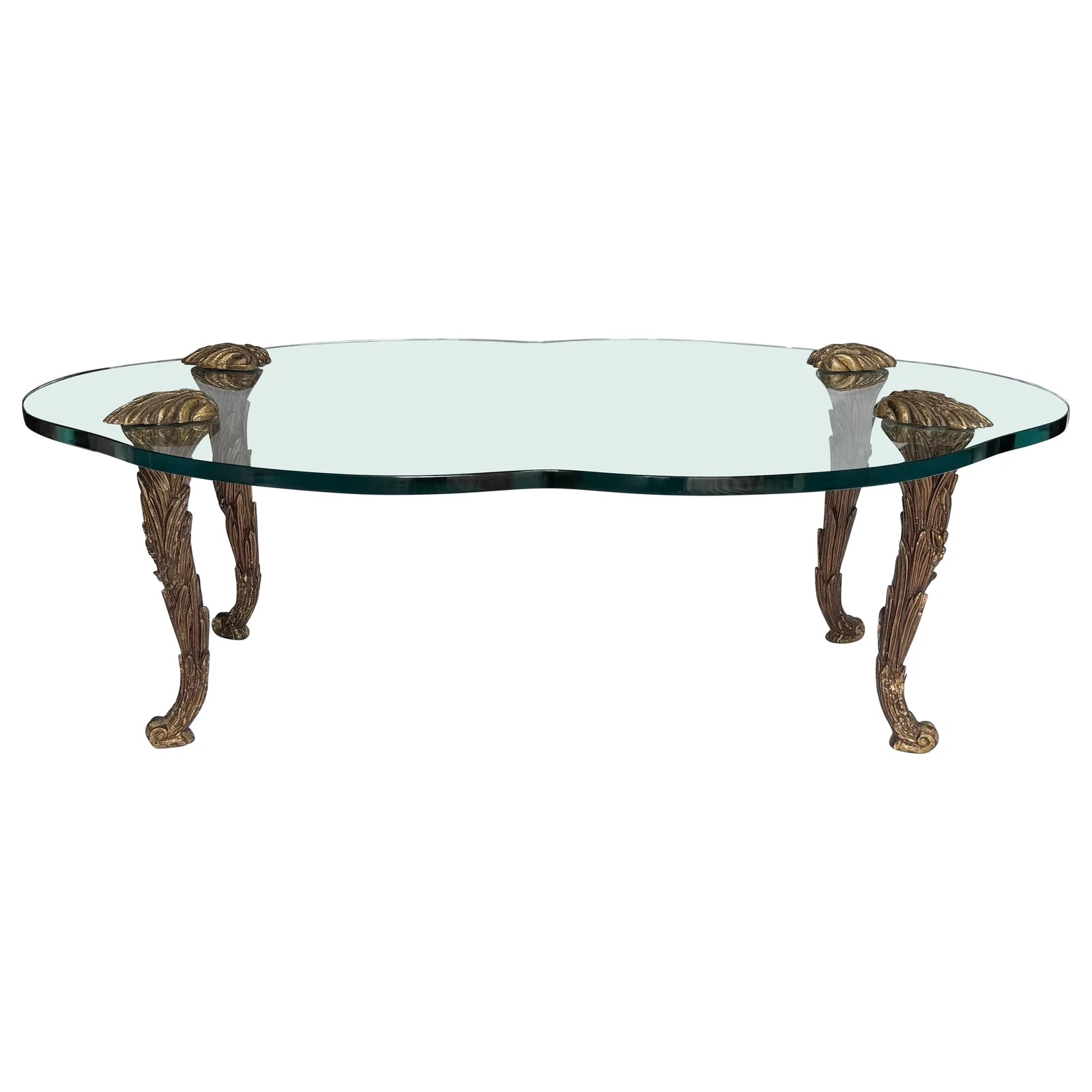 Hollywood Regency Giltwood and Glass Cocktail Table Attributed to Pe Guerin — Furniture — resale
