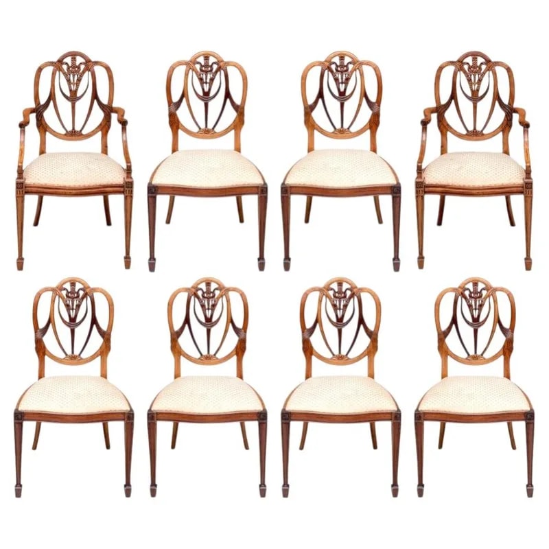 Fine Set of Eight Hepplewhite Style Shield Back Dining Chairs — Furniture — resale