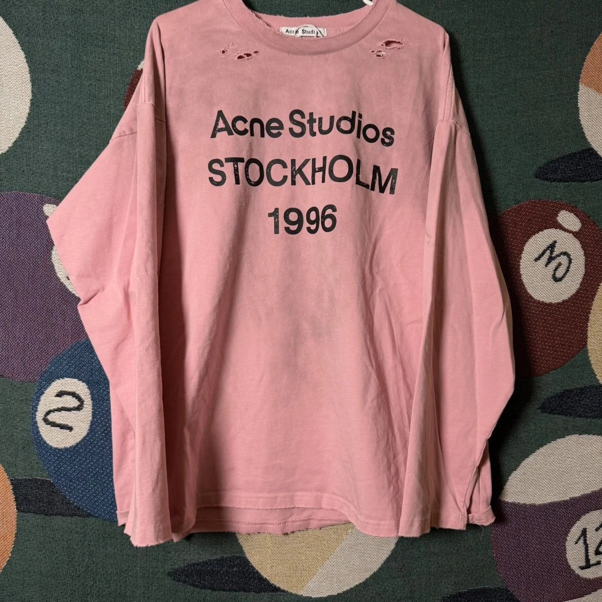 Acne Studios — Acne Studios Sprayed 1996 Logo Longsleeve T-Shirt — streetwear — resale