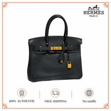 Noir — Hermes Birkin 30 Liegee GHW Rigid Lock Key . — Handbag — resale