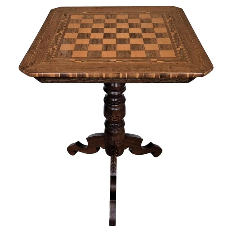 Neoclassical Italian Biedermeier Inlay Tripod Chess Games Or Side — Furniture — resale
