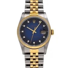 Rolex — Rolex Datejust 16233G Blue Gradient / Diamond Stainless Steel / Yellow #W1475 — Watch — resale