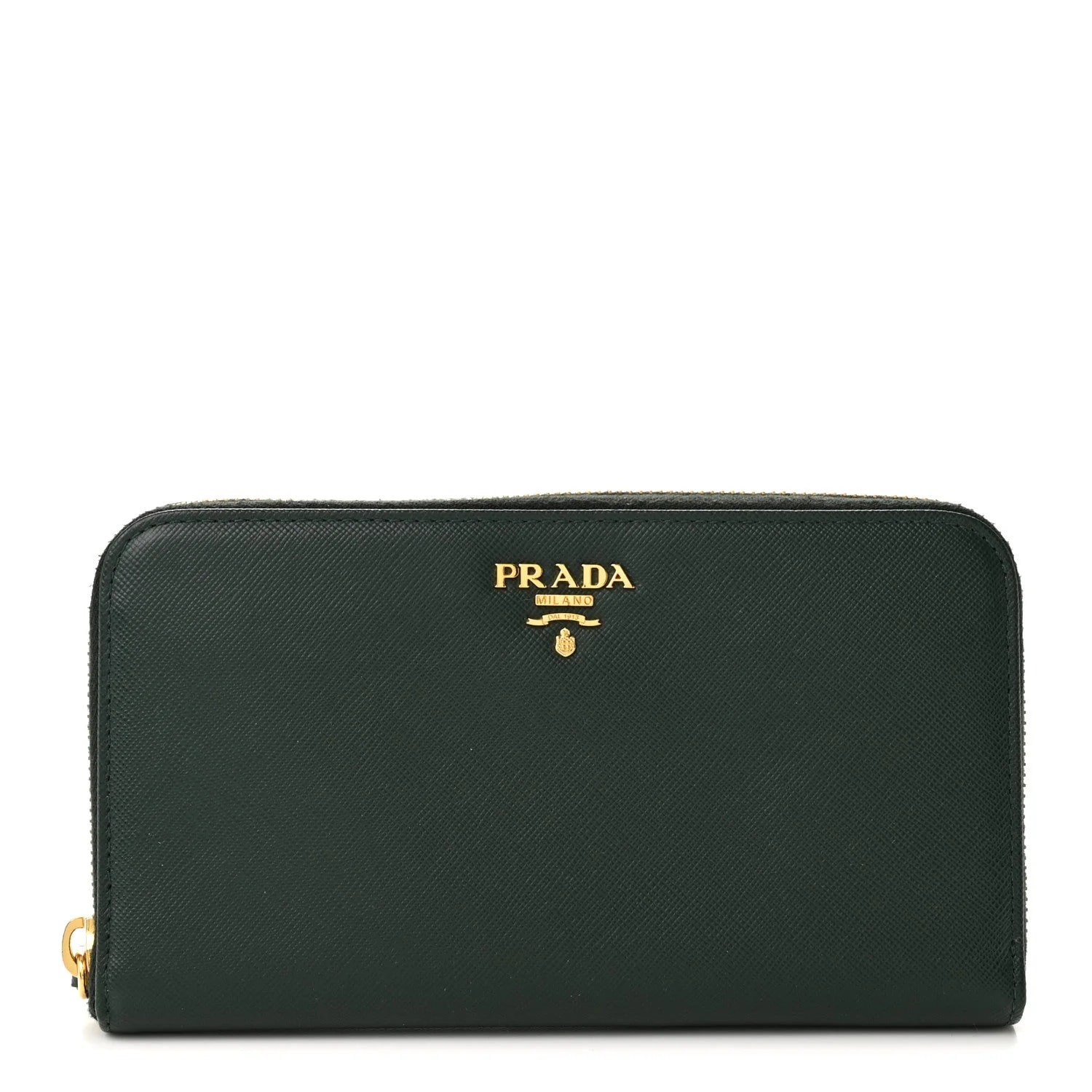 Prada — Metal Zip Around Wallet Smeraldo — Accessory — resale