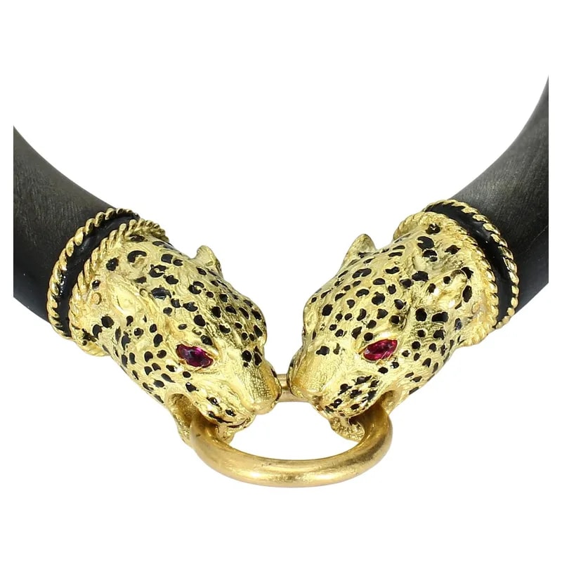 Gay Freres — 18K Yellow Gold Choker With Eyed Leopard Heads By Gay Freres — Jewelry — resale