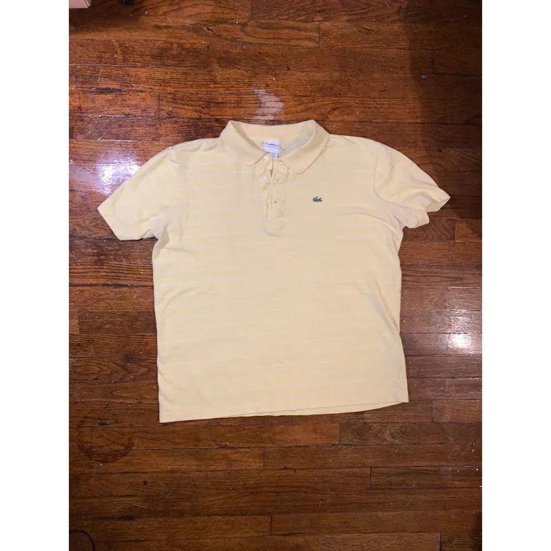 Lacoste — Lacoste Striped Polo Shirt Large Korea — streetwear — resale