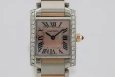 Cartier Tank Française Small Pink MOP Dial Diamond Encrusted 25mm W51027Q4 4