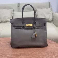 Hermès — Hermes Birkin 35 Etain 8F GHW D Stamp Hardware Auth — Handbag — resale