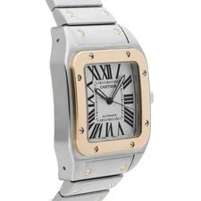 Cartier Santos 100 Steel Gold Auto 38mm Silver Dial Bracelet W200728G 3