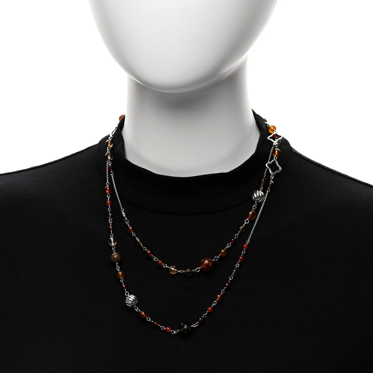 Smokey Quartz Carnelian Bead Elements Chain 2