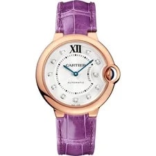 Cartier — Cartier Ballon Bleu Automatic Rose Gold Diamond 36mm Purple Strap WE902028 — Watch — resale