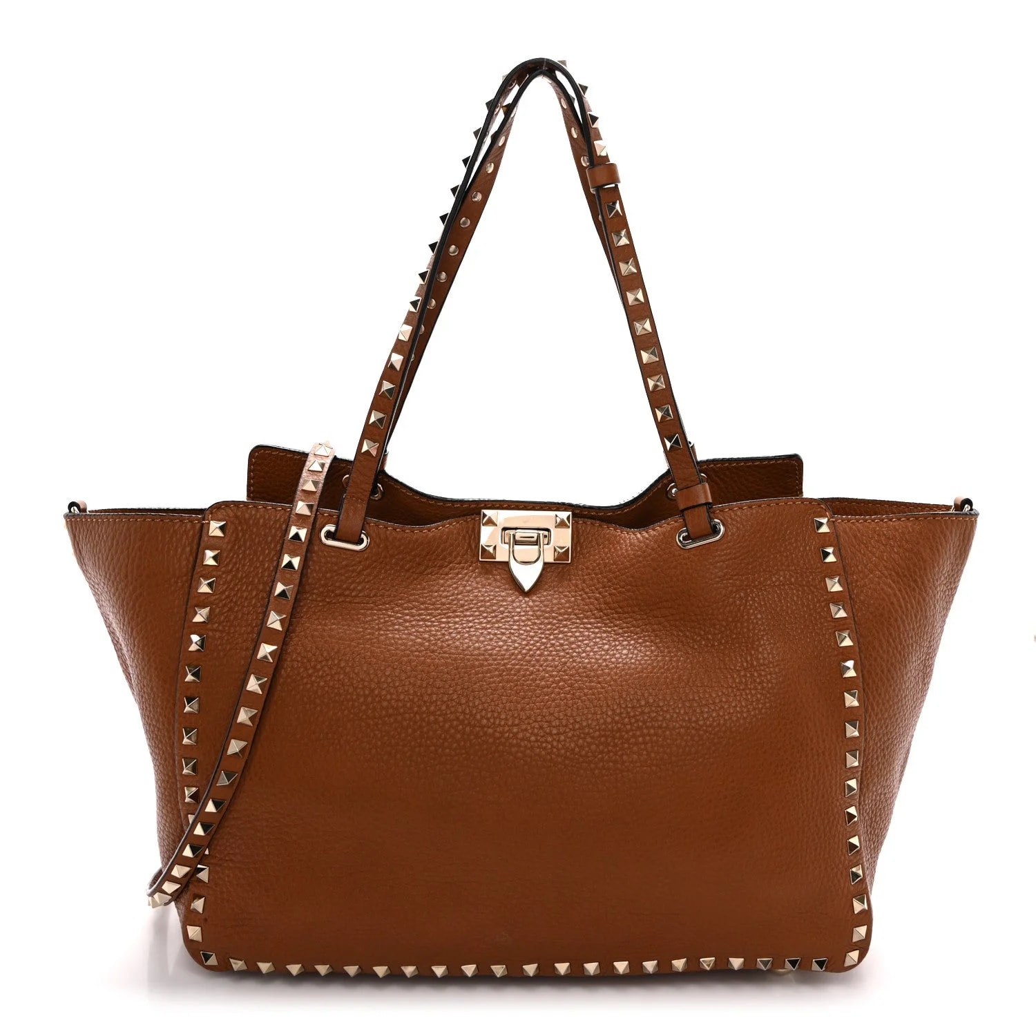 Valentino Garavani — Pebbled Medium Rockstud Light — Handbag — resale