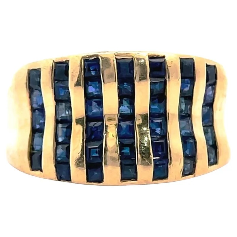 Chanel — 10k Yellow Gold 1 Carat Blue Sapphire Concave Chanel Size 7 — Jewelry — resale