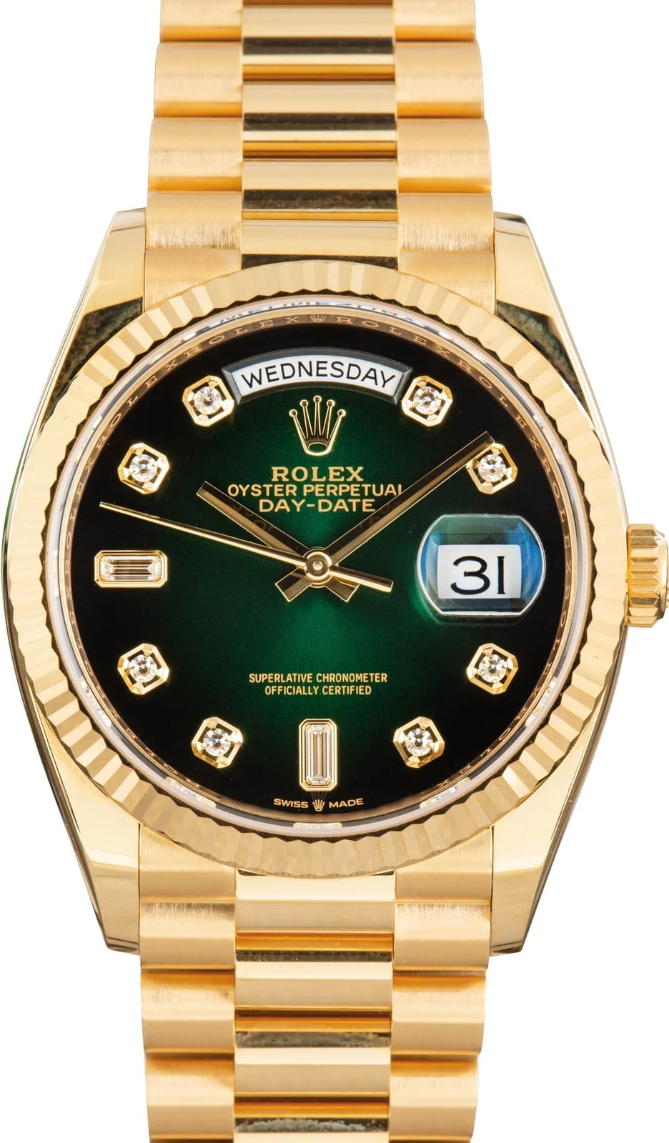 Rolex — Rolex Day-Date 36 Ref 128238 Green Ombre Diamond Dial — Watch — resale