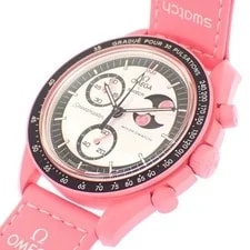 Swatch X Omega Mission To the Pink Moonphase Quartz S033P700 42mm White 2